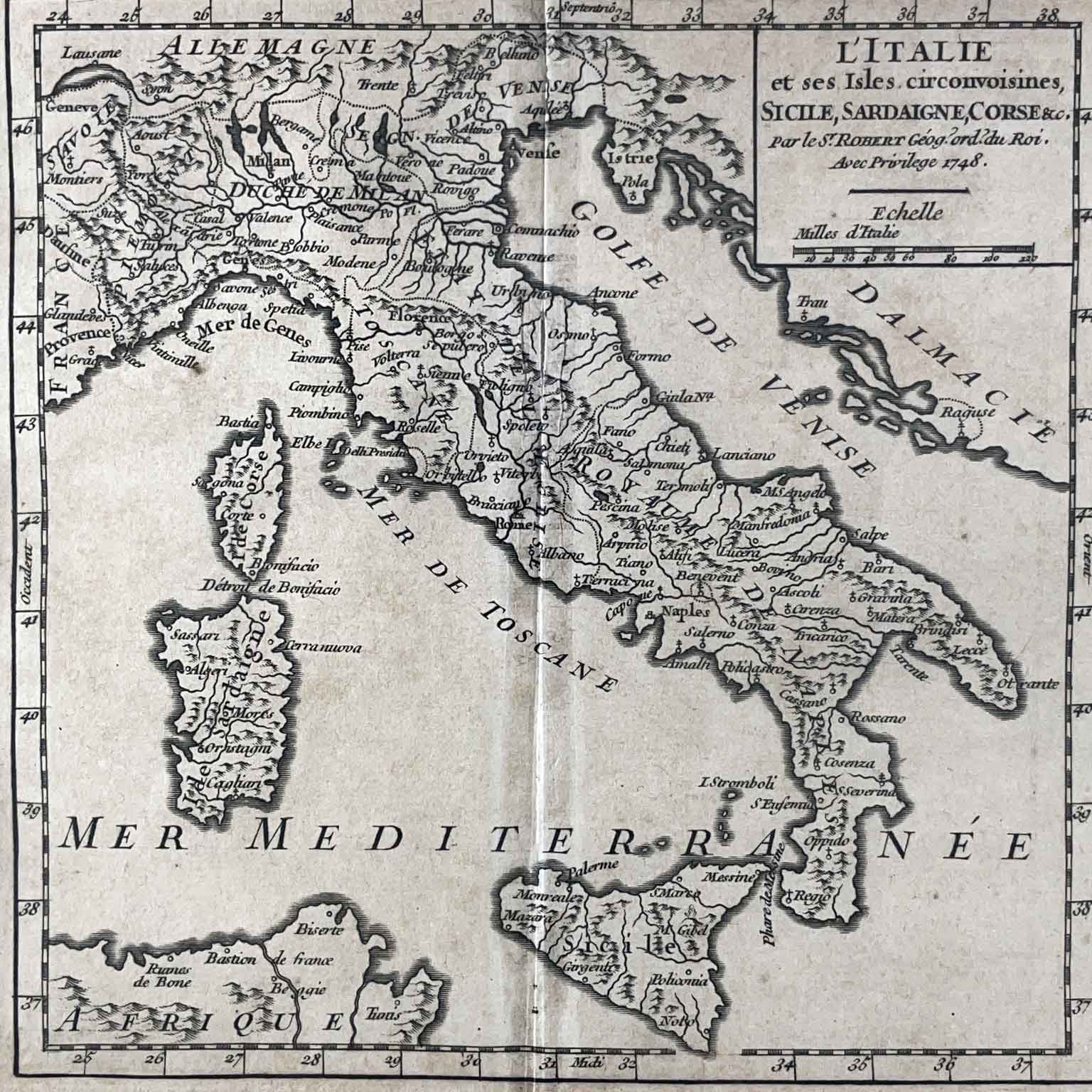 Carta dell'Italia del 1748 Vendita Online Ghilli Antichità Milano